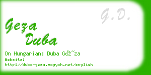 geza duba business card